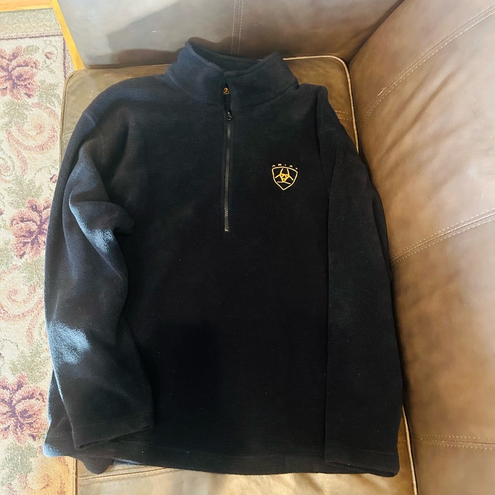 Ariat Black Zip Up Sweater with Crest Logo
